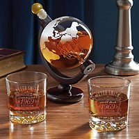 Globe Wine Decanter with 4 Etched Glasses for Liquor Bourbon 1000ml Scotch Decanter Sets with Stainless Steel Funnel TeqHome Whiskey Decanter Set 