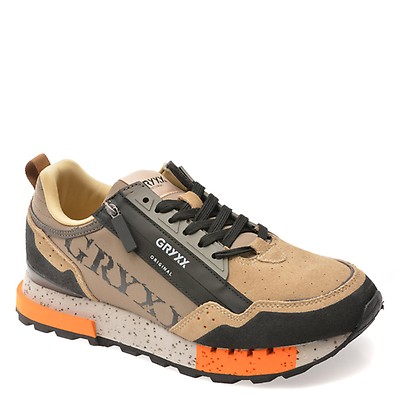 Pantofi sport GRYXX gri, 6013, din material textil si piele naturala