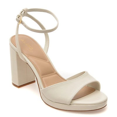 Sandale elegante ALDO albe, GRACIOUS 121, din piele naturala