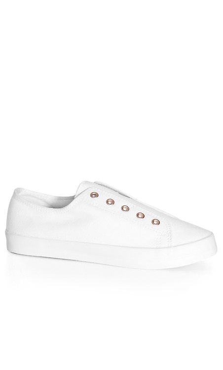 white laceless trainers