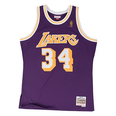 1996-99 LA LAKERS O'NEAL #34 CHAMPION JERSEY (REVERSIBLE) M - Classic  American Sports