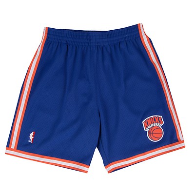 Mitchell and Ness Men's New York Knicks NBA 1996-97 Away Basketball Shorts in Blue/Black/Royal Blue Size XL | 100% Polyester