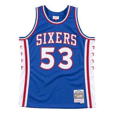 Mitchell and Ness Erving Sixers Red Swingman Jersey Medium)