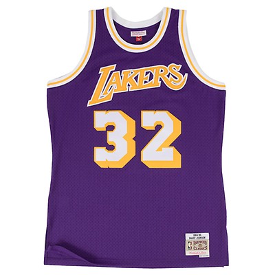 Men's Los Angeles Lakers Magic Johnson Mitchell & Ness White 1984-85  Hardwood Classics Reload 2.0 Swingman Jersey