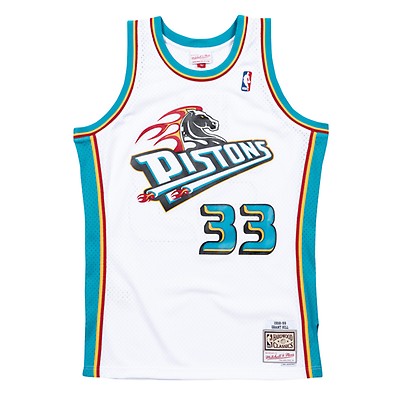 Men's Mitchell & Ness Grant Hill Cream Detroit Pistons Chainstitch Swingman Jersey Size: Large