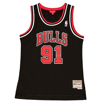 Dennis Rodman Autographed & Inscribed 1997-98 Chicago Bulls Red Swingman  Mitchell & Ness Jersey