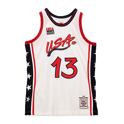 Men's Mitchell & Ness Karl Malone Navy/White USA Basketball