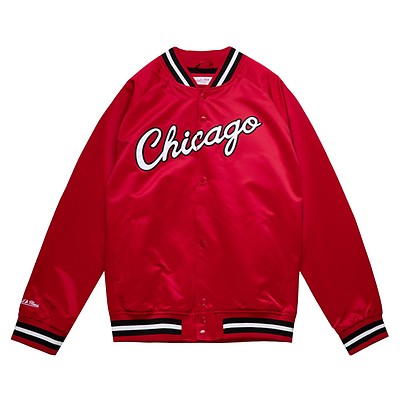 Men's Mitchell & Ness Red/White Chicago Blackhawks Primetime Raglan Satin Full-Snap Jacket Size: Medium