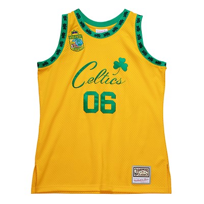 Men's Mitchell & Ness Larry Bird Gold Boston Celtics 75th Anniversary  1985/86 Hardwood Classics Swingman Jersey