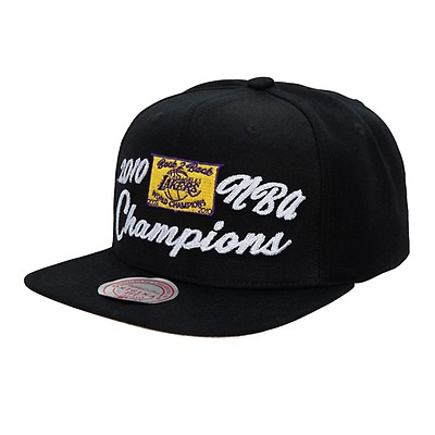Mitchell & Ness Los Angeles Lakers Snapback Hat - White/NBA Finals 2009  Side Patch - LA Lakers Basketball Cap