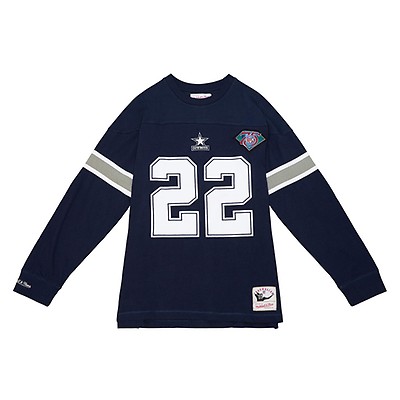 Men's Mitchell & Ness Emmitt Smith White Dallas Cowboys Retired Player Name & Number Long Sleeve Top