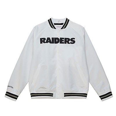 Mitchell and Ness Raiders M&N Double Clutch Lightweight Satin Jacket Silver