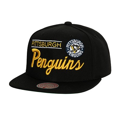 Mitchell & Ness Pittsburgh Penguins Vintage Off-White Snapback Hat, MITCHELL & NESS HATS, CAPS