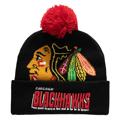 Chicago Blackhawks Jersey Stripe Hi-Five Knit Hat with Pom by