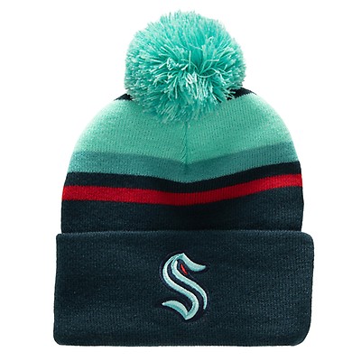 Men’s Boston Celtics Mitchell & Ness Grey Knit Hat Beanie With Pom