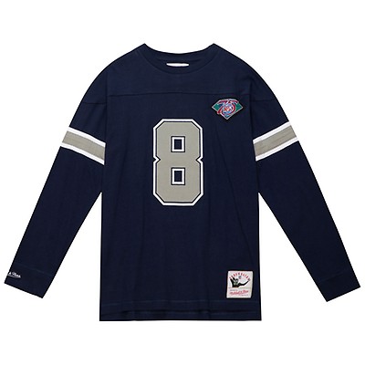 Men's Mitchell & Ness Emmitt Smith White Dallas Cowboys Retired Player Name & Number Long Sleeve Top