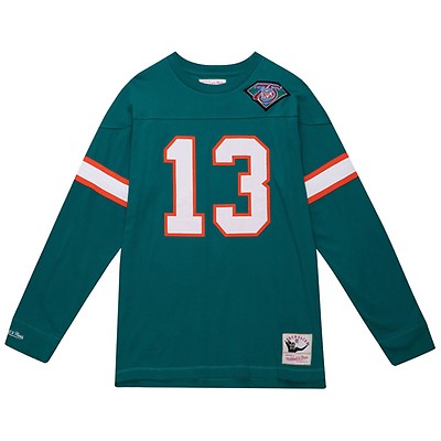 Dan Marino Miami Dolphins Mitchell & Ness Throwback Retired Player Name Number Long Sleeve Top - Aqua