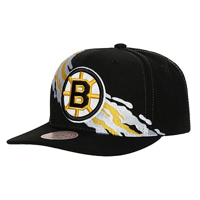 Men's Boston Bruins Mitchell & Ness Black Times Up Classic Script Cord  Trucker Adjustable Hat
