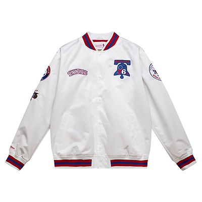 Men's Mitchell & Ness White Boston Red Sox City Collection Satin Full-Snap Varsity Jacket