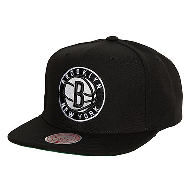 Mens Brooklyn Nets Mitchell and Ness Snapback Hat Gray on Black