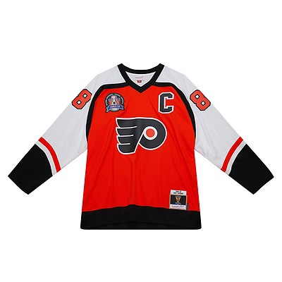 Mitchell & Ness Philadelphia Flyers Bobby Clarke #16 '74 Blue Line Jersey, Men's, Large, Orange