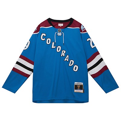 Men's Mitchell & Ness Patrick Roy White Colorado Avalanche 2000/01 Blue  Line Player Jersey