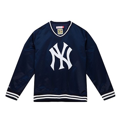 Men's Mitchell & Ness New York Yankees Legend Slub Henley Navy and Grey  Baseball Shirt