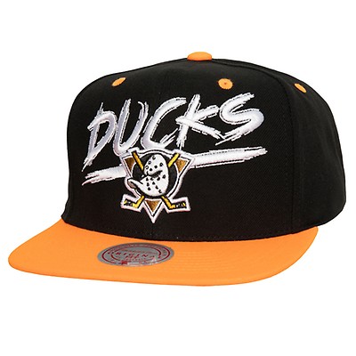 Anaheim Ducks Mitchell & Ness Vintage Snapback Hat - Cream/Orange
