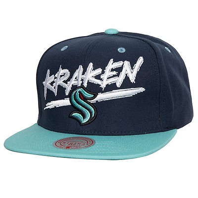 Mitchell & Ness Seattle Kraken Alternate Flip Snapback Adjustable Hat, Men's, Blue