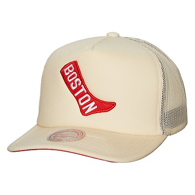 Men's Mitchell & Ness Red Boston Sox Curveball Trucker Snapback Hat