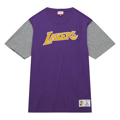 Mitchell & Ness Los Angeles Lakers Sidewalk Sketch Mens Long Sleeve Shirt (Purple)