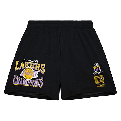 Laker shorts with discount lakers on front