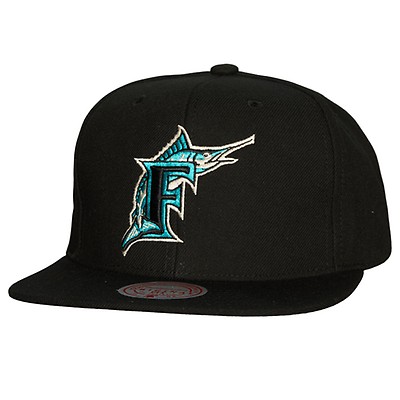 Men's Mitchell & Ness Black/ Florida Marlins Bases Loaded Fitted Hat