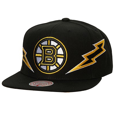 Men's Boston Bruins Mitchell & Ness White/Black Vintage Sharktooth Snapback  Hat