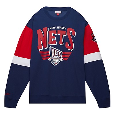 Men's Mitchell & Ness Red/Royal New Jersey Nets Head Coach Pullover Hoodie