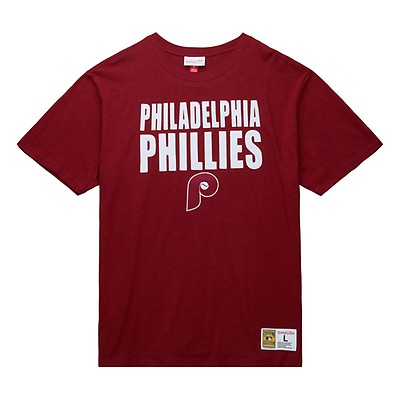 Philadelphia Phillies Mitchell & Ness Cooperstown Collection Mesh Wordmark  V-Neck Jersey - Burgundy