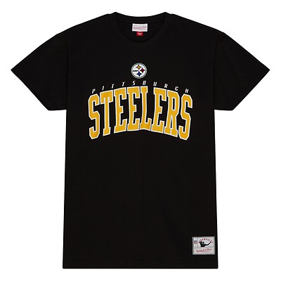 Pittsburgh Steelers Mitchell & Ness Washed Short Sleeve Pullover Hoodie -  Black