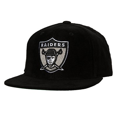 Oakland Raiders Hat - Black Wreath Logo Strapback - Mitchell & Ness