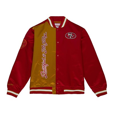Mitchell and Ness SF 49ers M&N Lightweight Satin Jacket Black Red