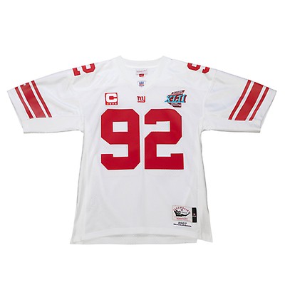 Men's Mitchell & Ness Michael Strahan White New York Giants Super Bowl XLII Authentic Throwback Retired Player Jersey