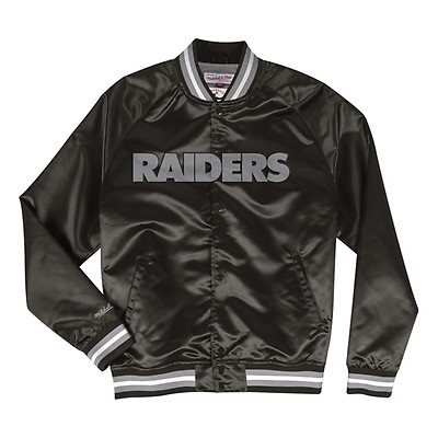 Raiders Mens Mitchell & Ness Origins Varsity Satin Jacket Black