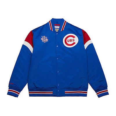 Mitchell & Ness Chicago Cubs Navy Colorblocked Satin Raglan Full-Snap Jacket Size: Small