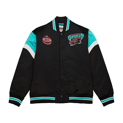 Men's Mitchell & Ness Black/White Charlotte Hornets Team Origins Satin  Full-Snap Varsity Jacket