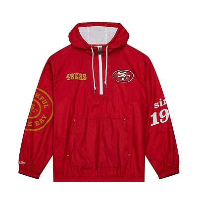 Mitchell and Ness SF 49ers M&N Lightweight Satin Jacket Black Red