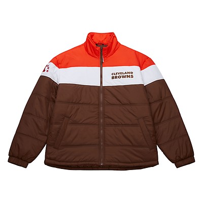 In The Clutch Puffer Jacket Vintage Logo Cleveland Browns - Shop Mitchell u0026  Ness Outerwear and Jackets Mitchell u0026 Ness Nostalgia Co.