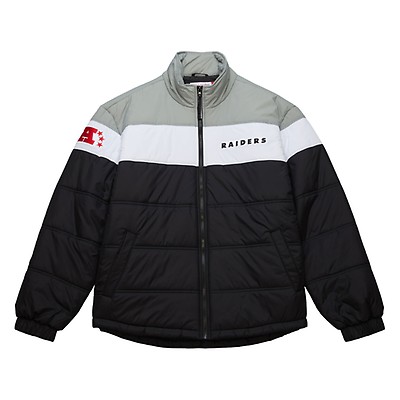 Mitchell and Ness Raiders M&N Double Clutch Lightweight Satin Jacket Silver