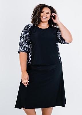 Plus Size Loose Fit Margaux Swim Top With Long Swim Skort