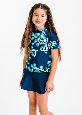 Girl's Surfer Swim Top With Short Swim Skort