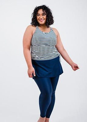 Plus Size Maya Swim Top With Removable Cups With Skirted Long Swim Leggings