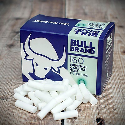 1X250 Bull Brand Ultra Slim Menthol Filter Tips Rolling Smoking Cool Menthol Tip 